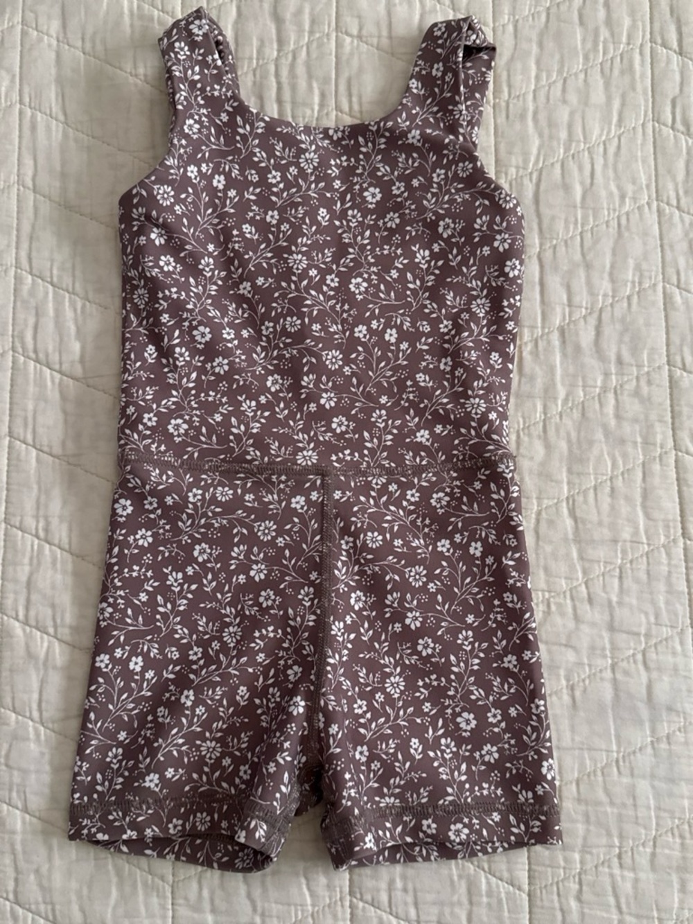 Girls' Floral Mauve Stretch Romper